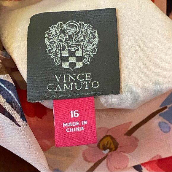 NWT VINCE CAMUTO Peach Floral Sleeveless A-line Dress. SZ 16 - Picture 12 of 15